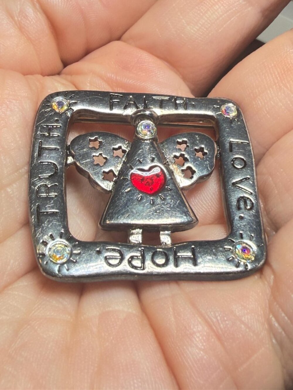 Premier Designs Vintage Angel RETIRED Brooch Inspirational Faith Love Hope Truth - Picture 4 of 7
